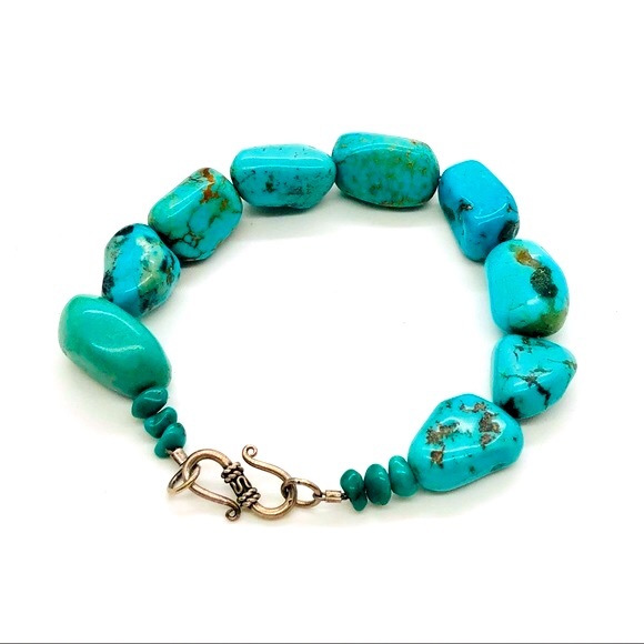 Vintage Turquoise Nugget Stone Bracelet - Picture 5 of 12